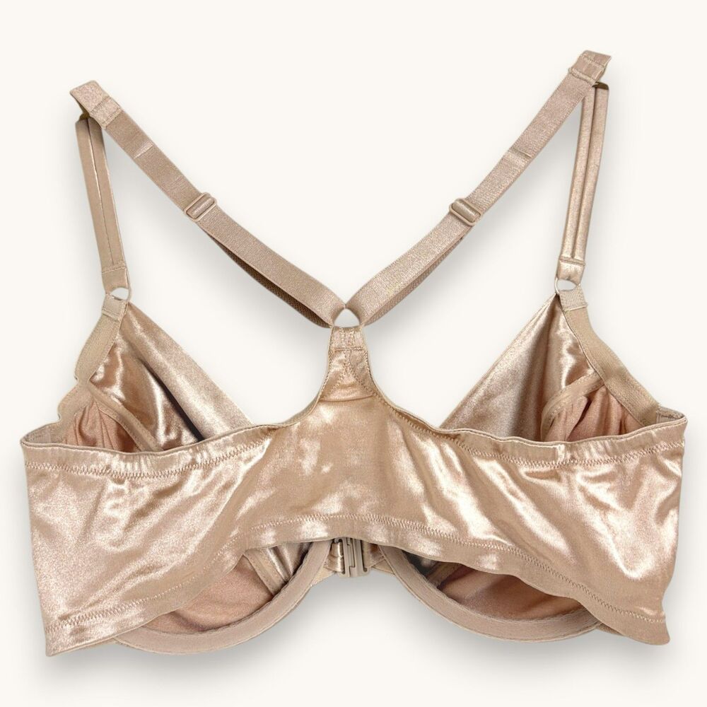 Victoria's Secret Tan Satin Racerback Bra Adjustable Straps Light Padding 36DD - Picture 2 of 5